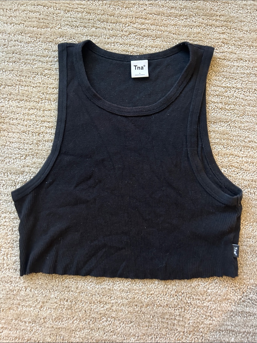 TNA Black Ribbed Crop Tank